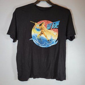 Anime Unisex Black T-Shirt - Bikini Woman with Spear Design - Size XL